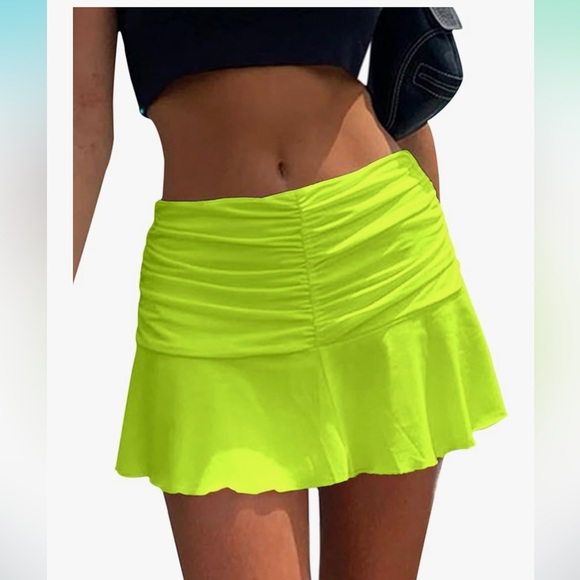 Neon rouched mini skirt - Picture 1 of 6